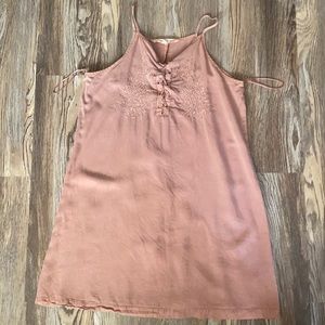 Light pink spaghetti strap short dress.